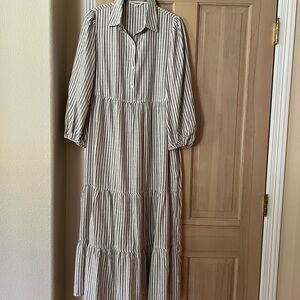 Max Studio Cream Ruffled Tiered Sundress